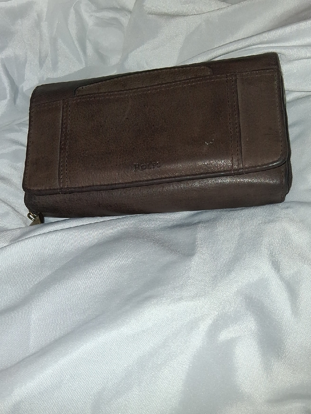Rolfs Vintage Genuine Leather Tri-Fold Brown Clutch